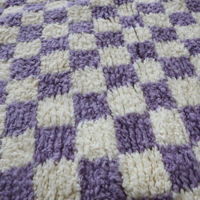 Moroccan custom rug from Beni Ourain, Wool and Thread, Purple