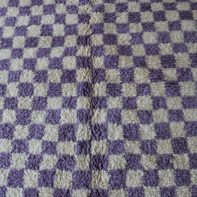 Moroccan custom rug from Beni Ourain, Wool and Thread, Purple