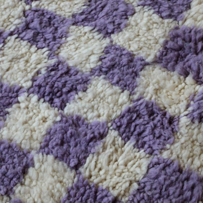 Moroccan custom rug from Beni Ourain, Wool and Thread, Purple