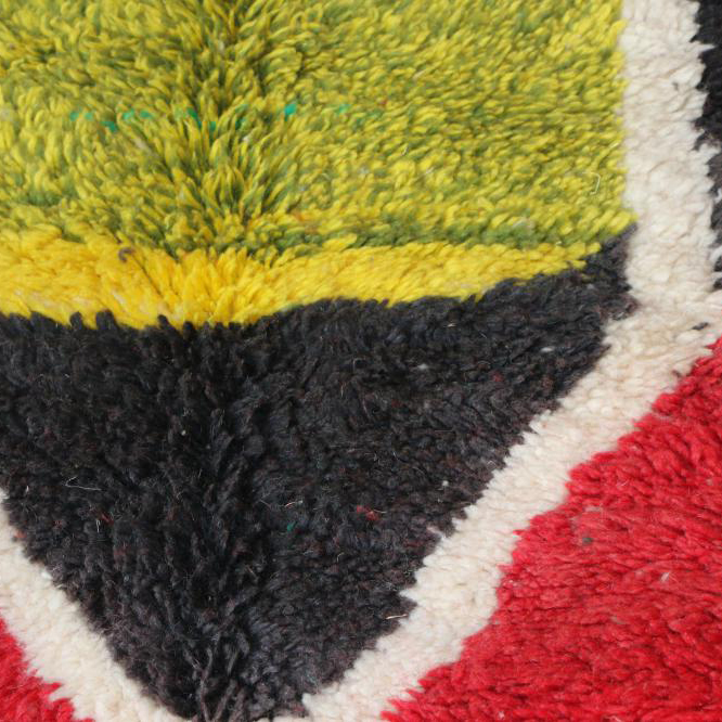 Moroccan custom rug from Beni Ourain, Wool and Thread, Colorful