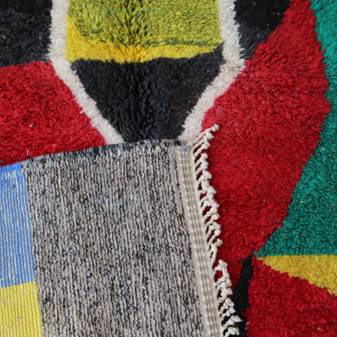 Moroccan custom rug from Beni Ourain, Wool and Thread, Colorful