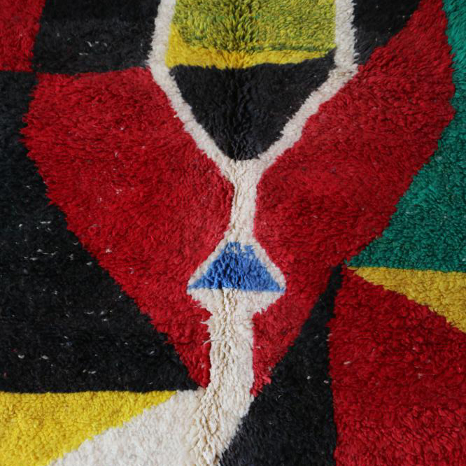 Moroccan custom rug from Beni Ourain, Wool and Thread, Colorful