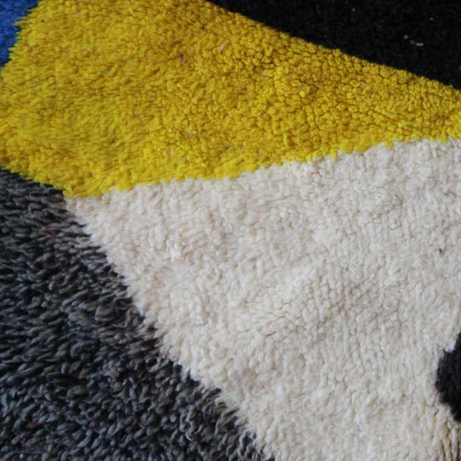 Moroccan custom rug from Beni Ourain, Wool and Thread, Colorful