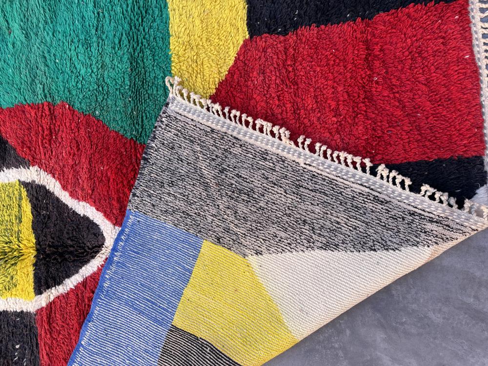 Moroccan custom rug from Beni Ourain, Wool and Thread, Colorful