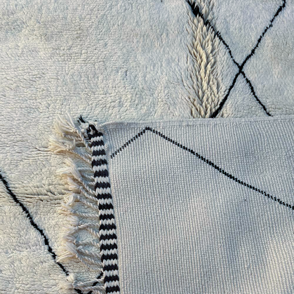 Moroccan custom rug from Beni Ourain, Wool and Thread, Off-white