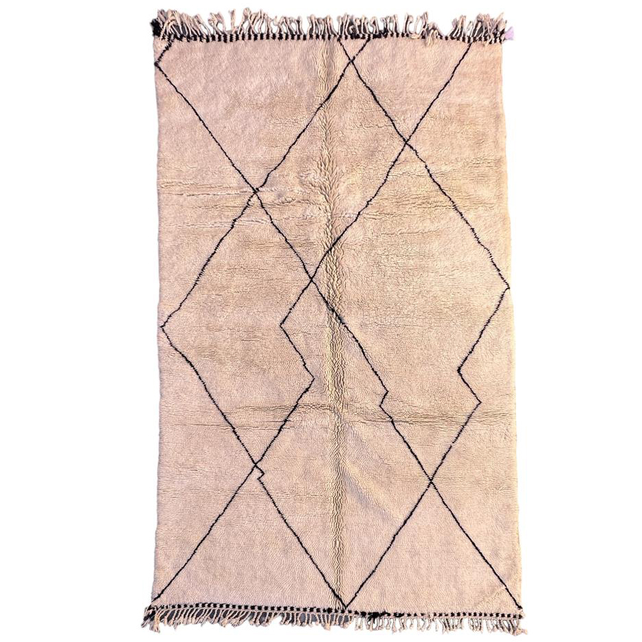 Moroccan custom rug from Beni Ourain, Wool and Thread, Off-white