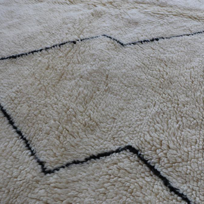 Moroccan custom rug from Beni Ourain, Wool and Thread, Off-white