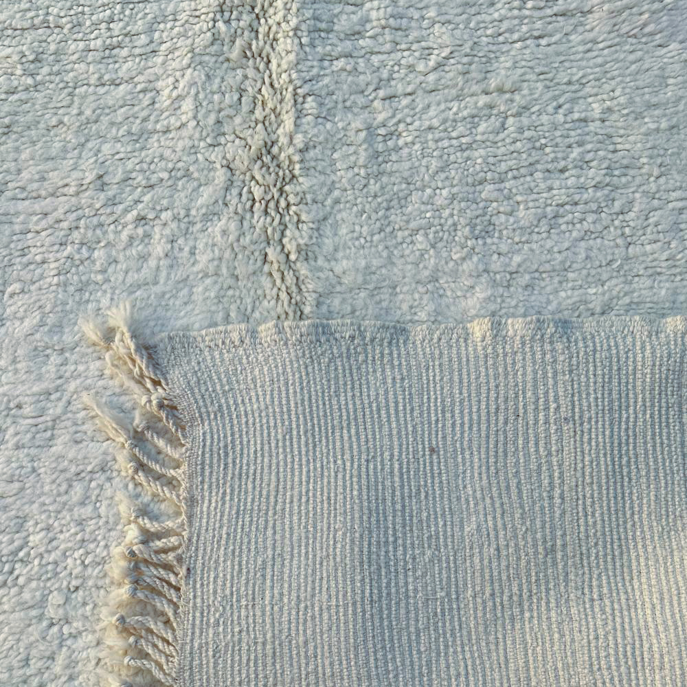 Moroccan custom rug from Beni Ourain, Wool and Thread, White