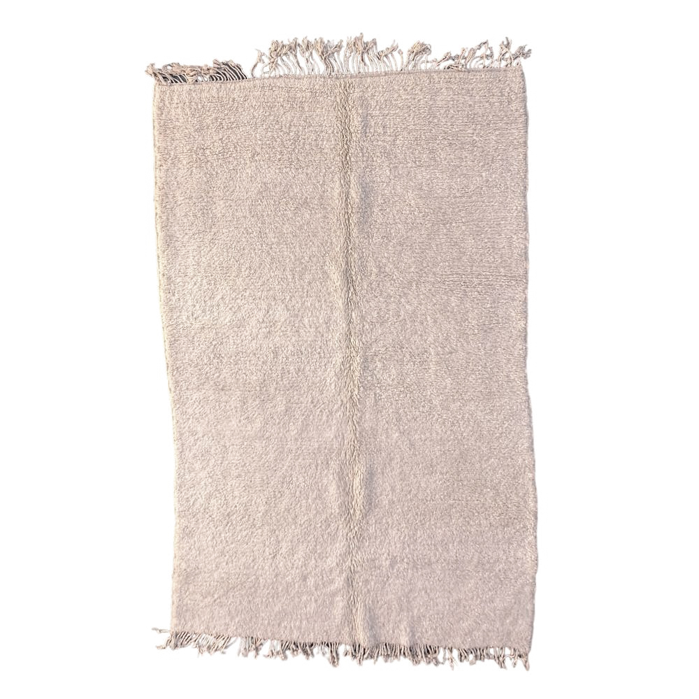 Moroccan custom rug from Beni Ourain, Wool and Thread, White