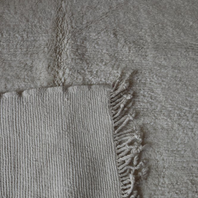 Moroccan custom rug from Beni Ourain, Wool and Thread, White