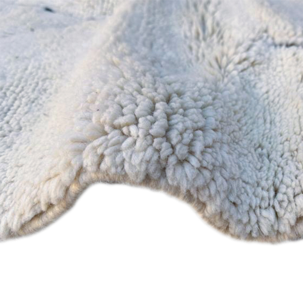 Moroccan custom rug from Beni Ourain, Wool and Thread, White