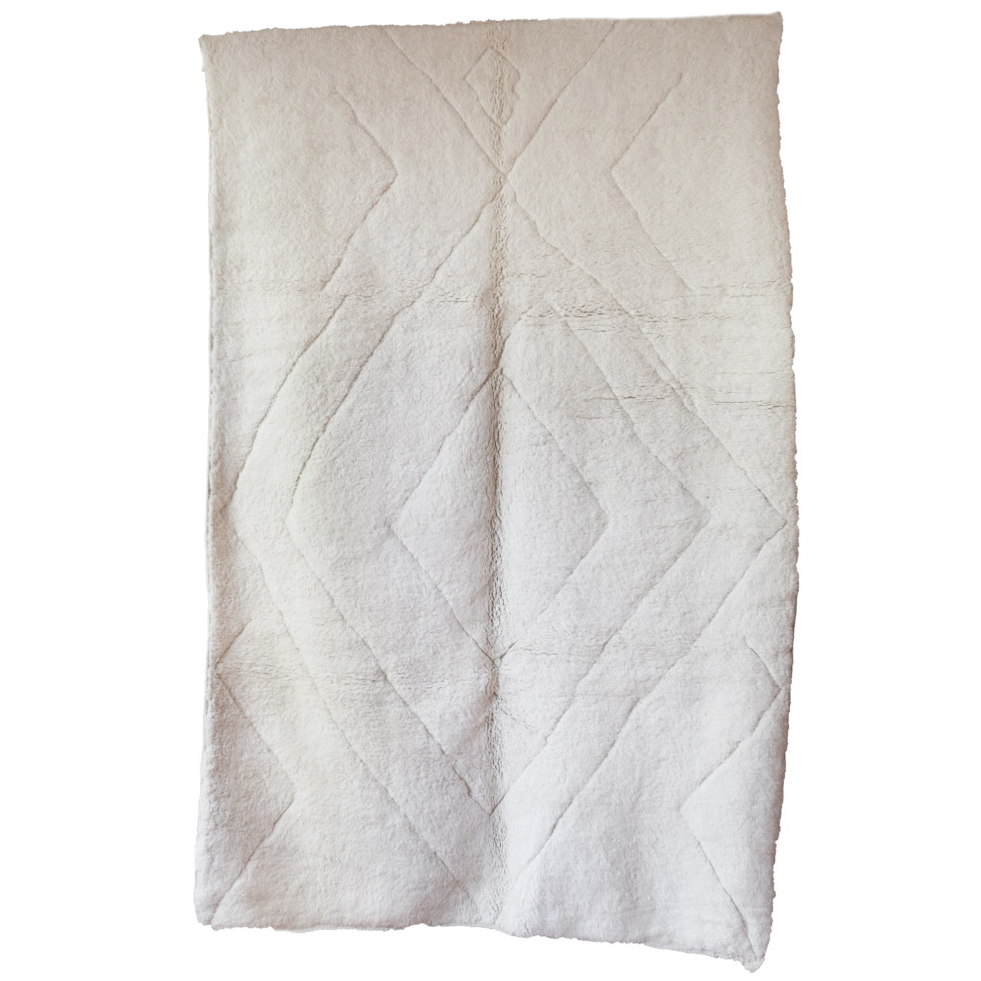 Moroccan custom rug from Beni Ourain, Wool and Thread, White