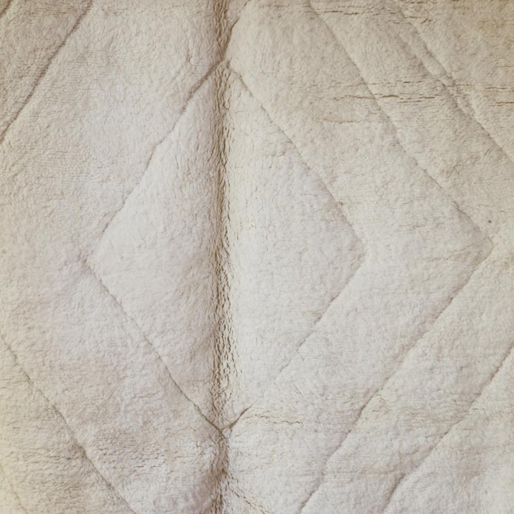 Moroccan custom rug from Beni Ourain, Wool and Thread, White