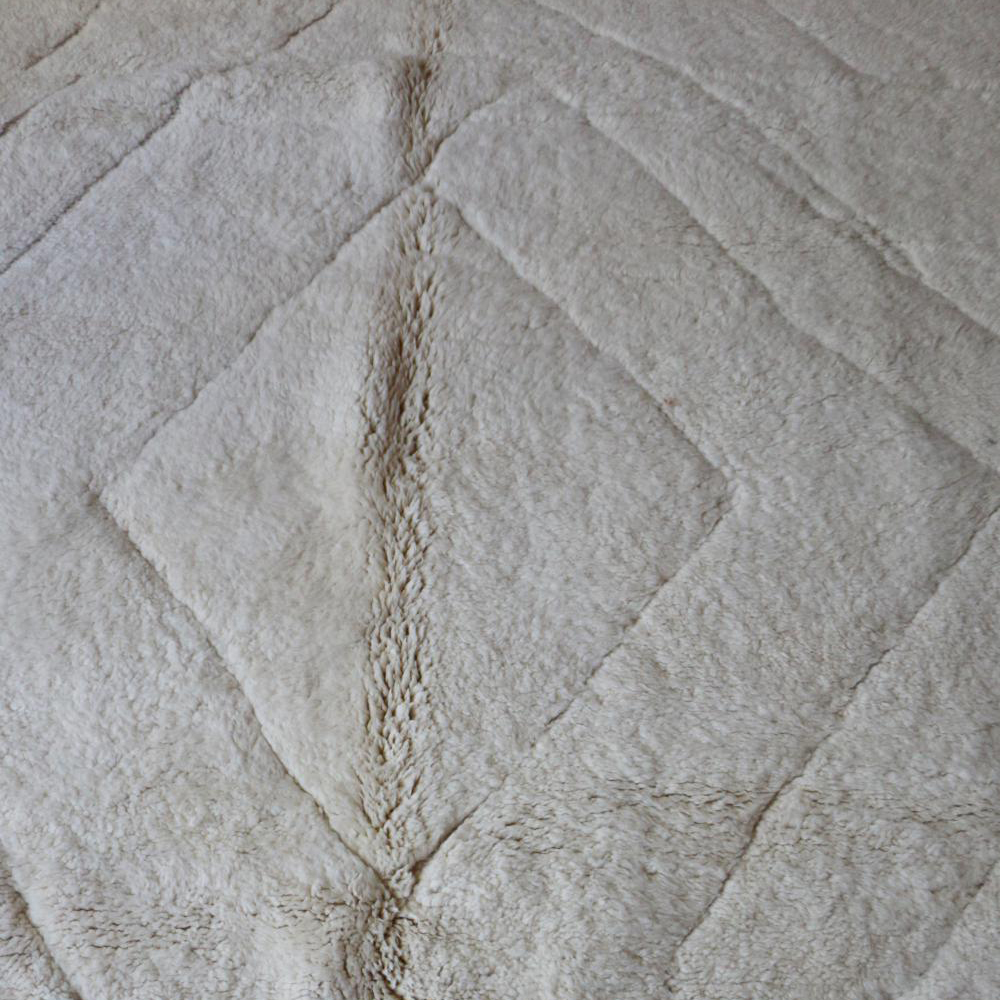 Moroccan custom rug from Beni Ourain, Wool and Thread, White
