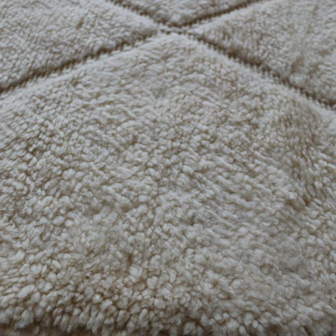 Moroccan custom rug from Beni Ourain, Wool and Thread, White