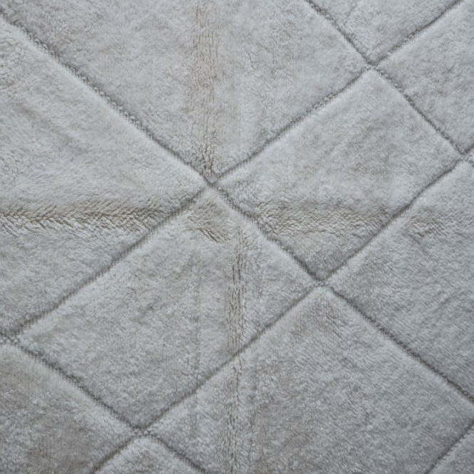 Moroccan custom rug from Beni Ourain, Wool and Thread, White