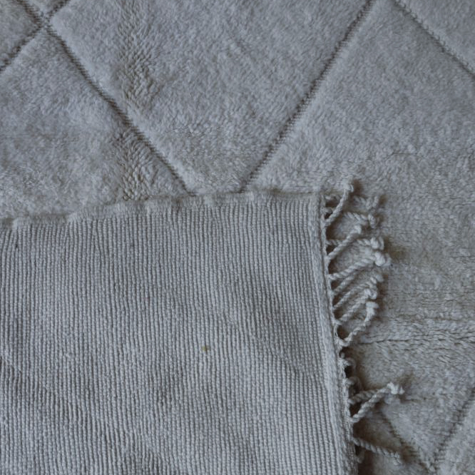 Moroccan custom rug from Beni Ourain, Wool and Thread, White