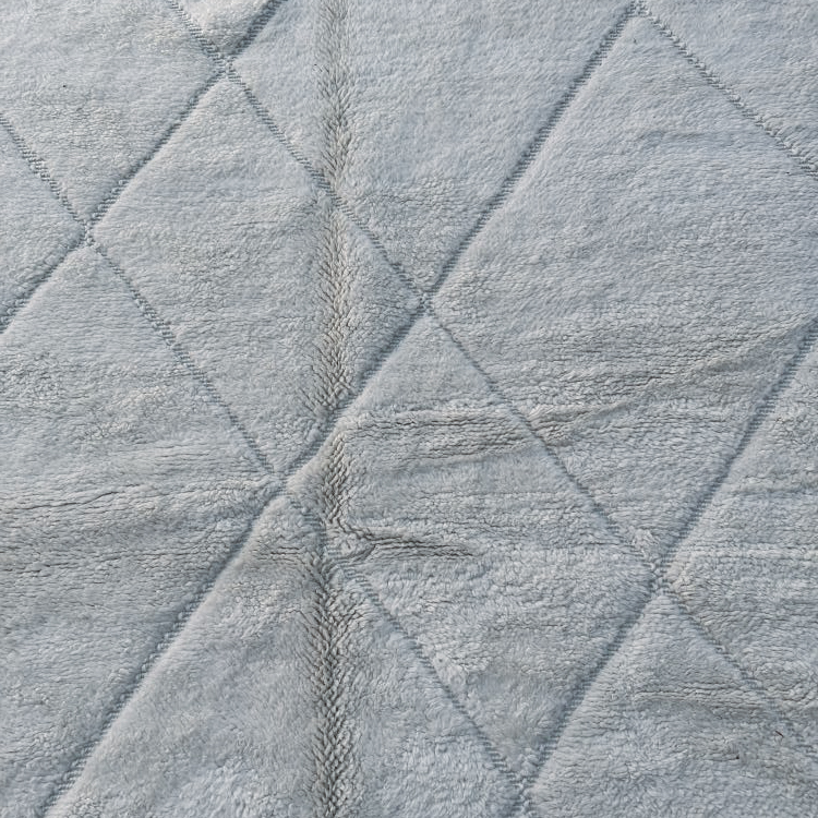 Moroccan custom rug from Beni Ourain, Wool and Thread, White