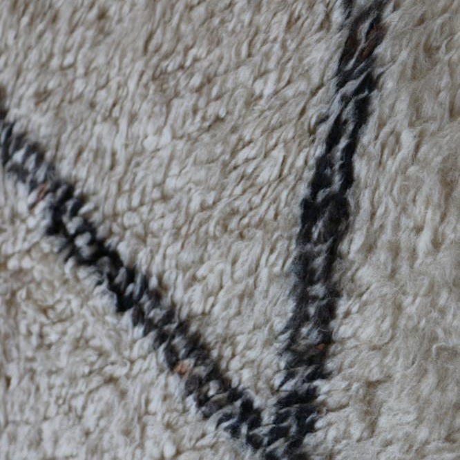 Moroccan custom rug from Beni Ourain, Wool and Thread, black and white
