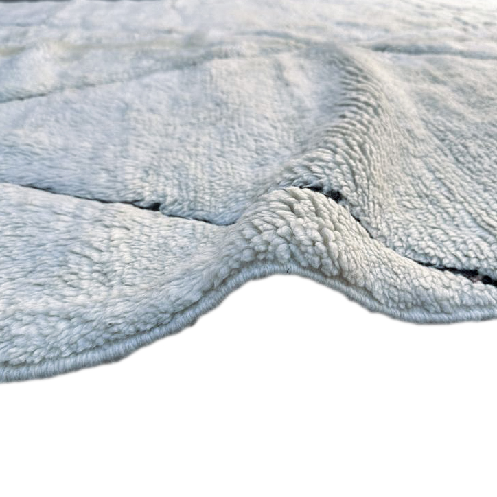 Moroccan custom rug from Beni Ourain, Wool and Thread, black and white