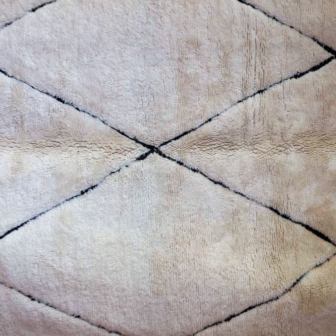 Moroccan custom rug from Beni Ourain, Wool and Thread, black and white