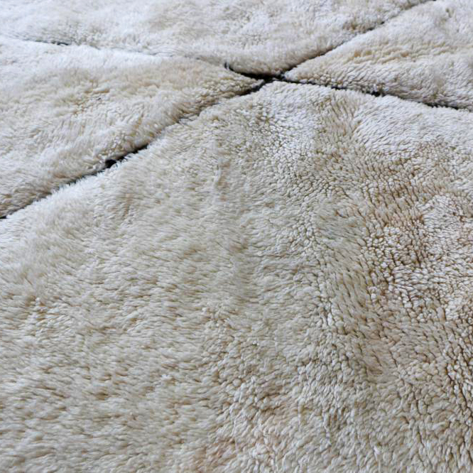 Moroccan custom rug from Beni Ourain, Wool and Thread, black and white