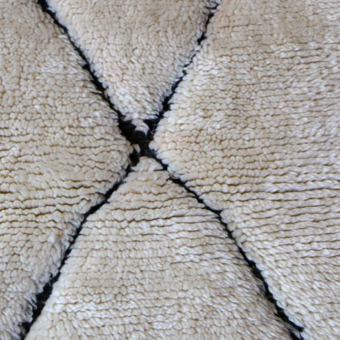 Moroccan custom rug from Beni Ourain, Wool and Thread, black and white