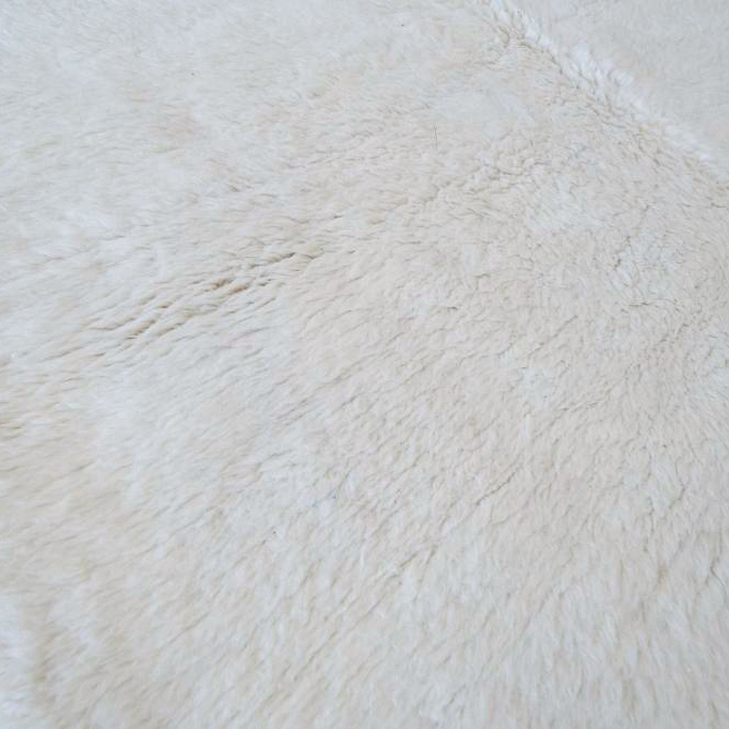 Moroccan custom rug from Beni Ourain, Wool and Thread, White
