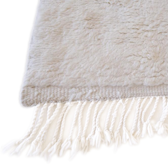 Moroccan custom rug from Beni Ourain, Wool and Thread, White