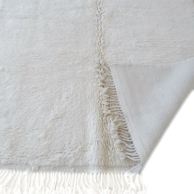 Moroccan custom rug from Beni Ourain, Wool and Thread, White