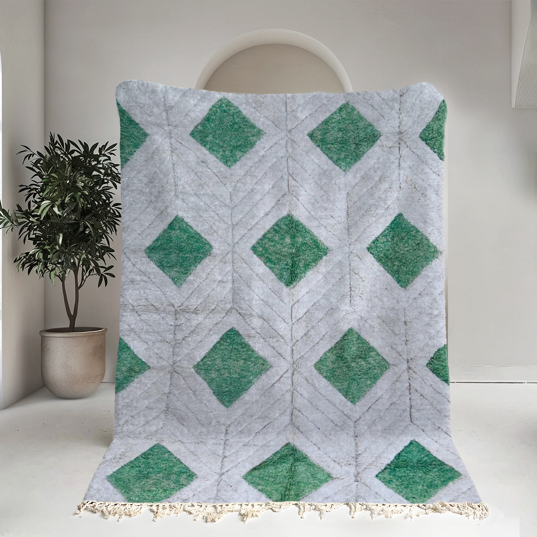 Moroccan custom rug from Beni Ourain, Wool, White