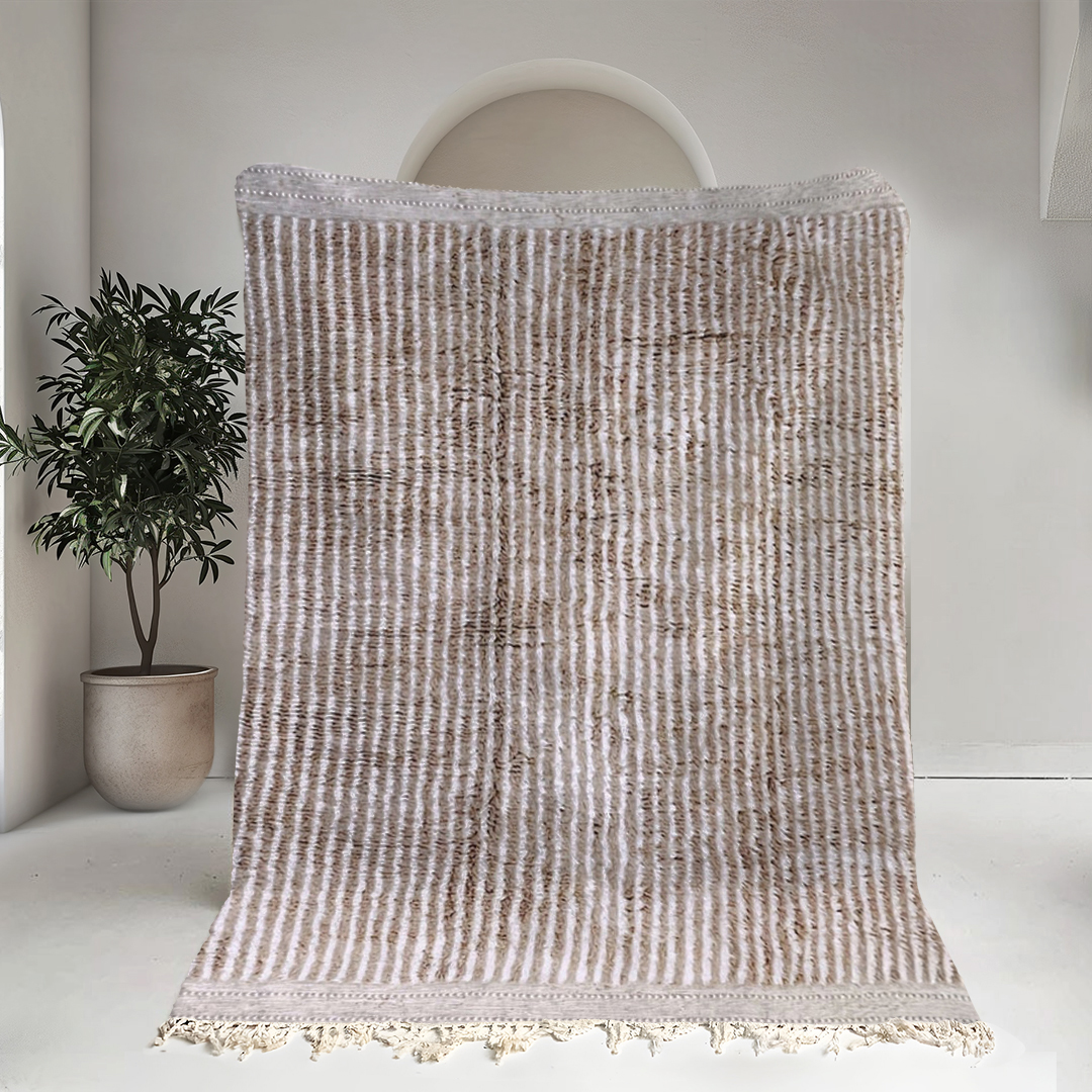 Moroccan custom rug from Beni Ourain, Wool, Beige