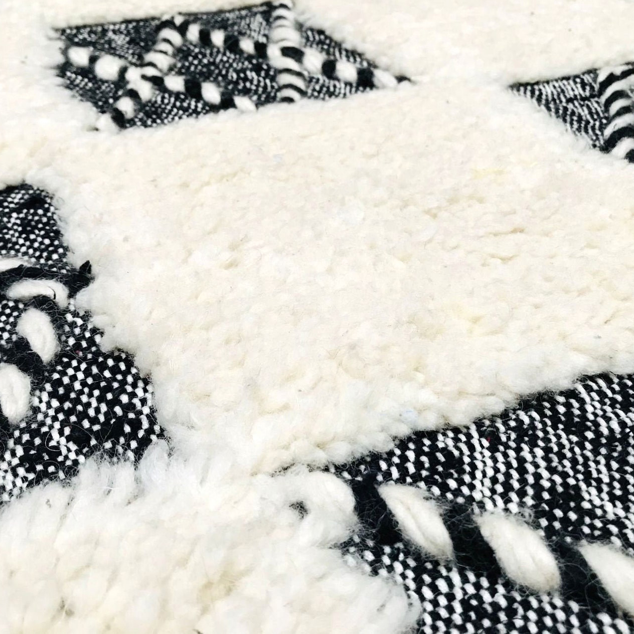 Moroccan custom rug from Beni Ourain, Wool, black and white