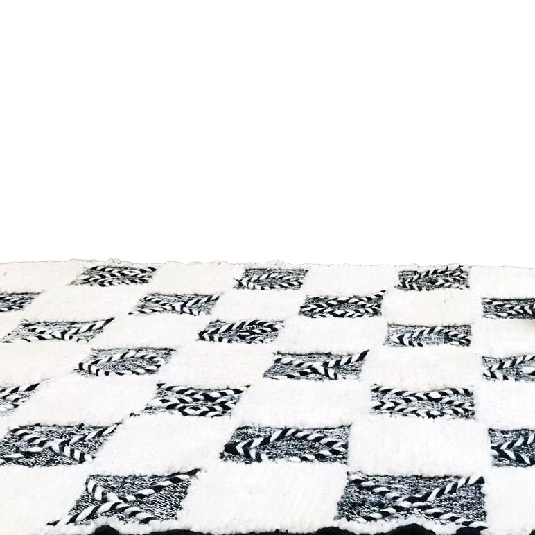 Moroccan custom rug from Beni Ourain, Wool, black and white
