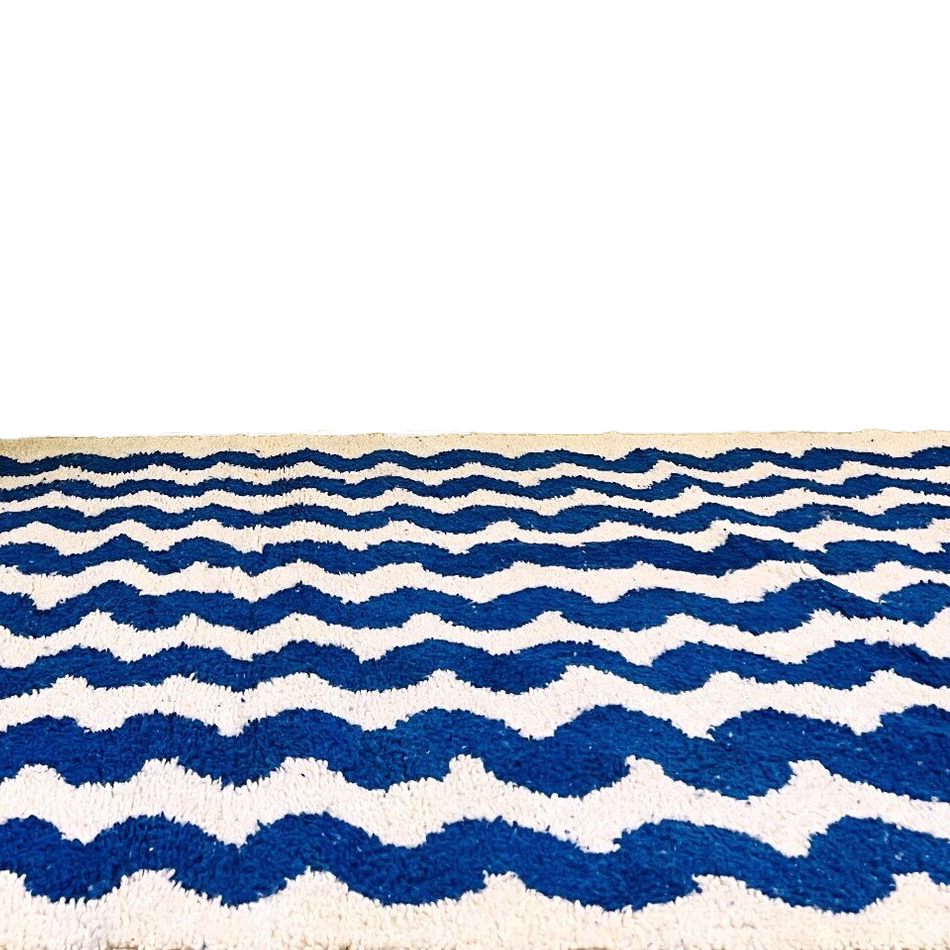 Moroccan custom rug from Beni Ourain, Wool, Blue