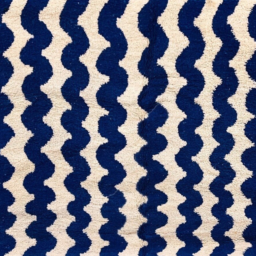 Moroccan custom rug from Beni Ourain, Wool, Blue
