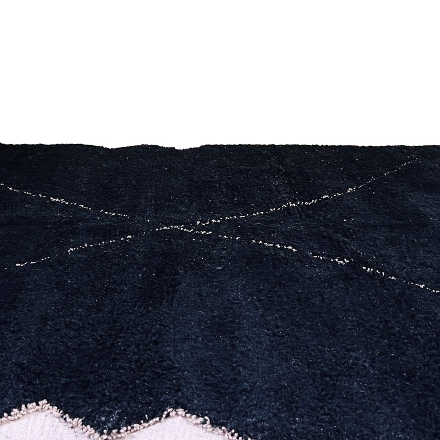 Moroccan custom rug from Beni Ourain, Wool, Black