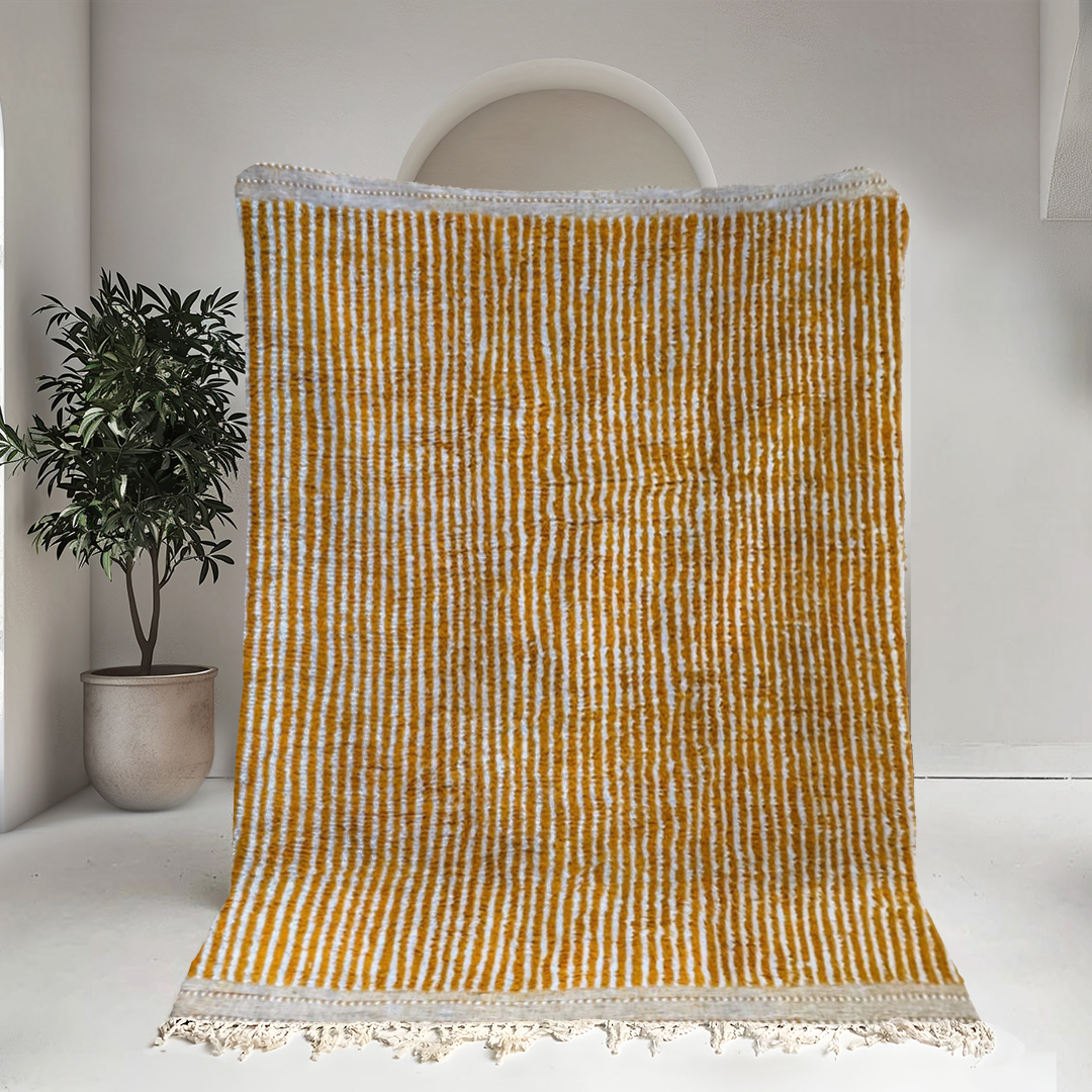 Moroccan custom rug from Beni Ourain, Wool, Yellow