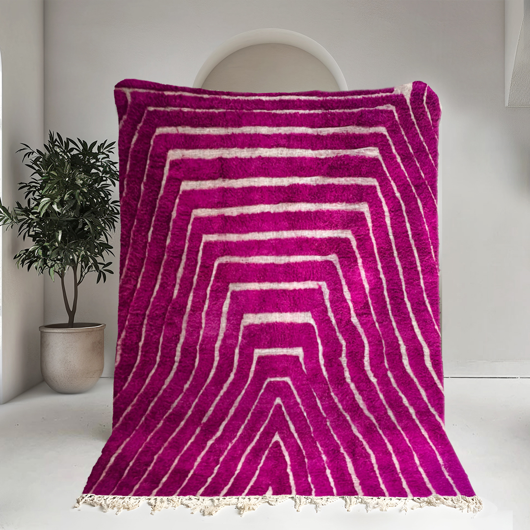 Moroccan custom rug from Beni Ourain, Wool, Pink