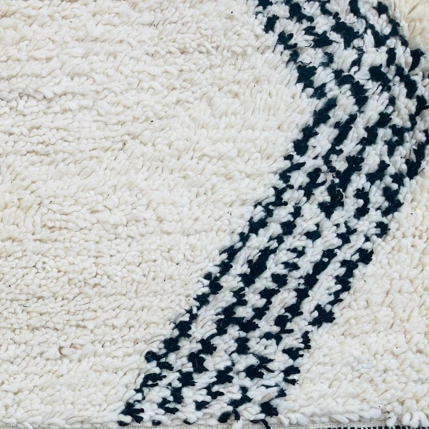 Moroccan custom rug from Beni Ourain, Wool, black and white