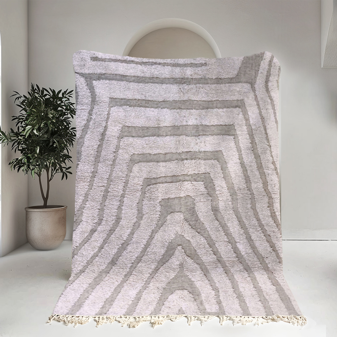 Moroccan custom rug from Beni Ourain, Wool, Gray