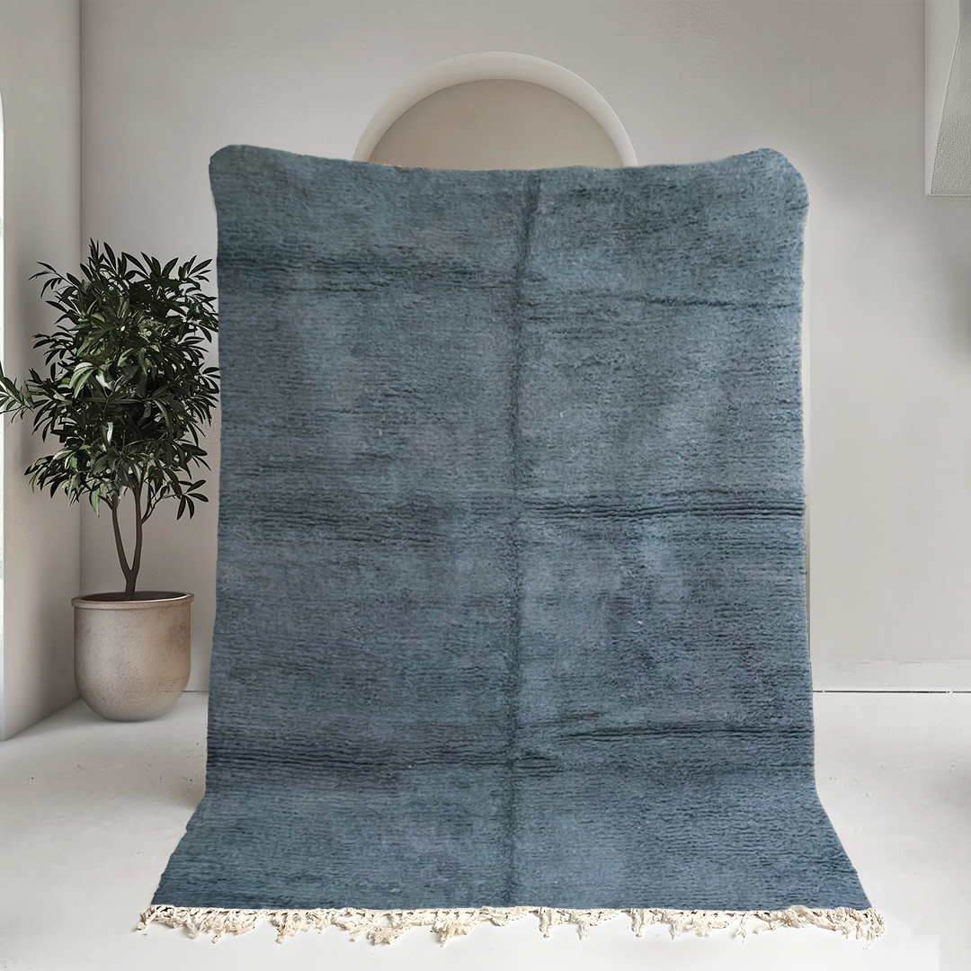Moroccan custom rug from Beni Ourain, Wool, Blue