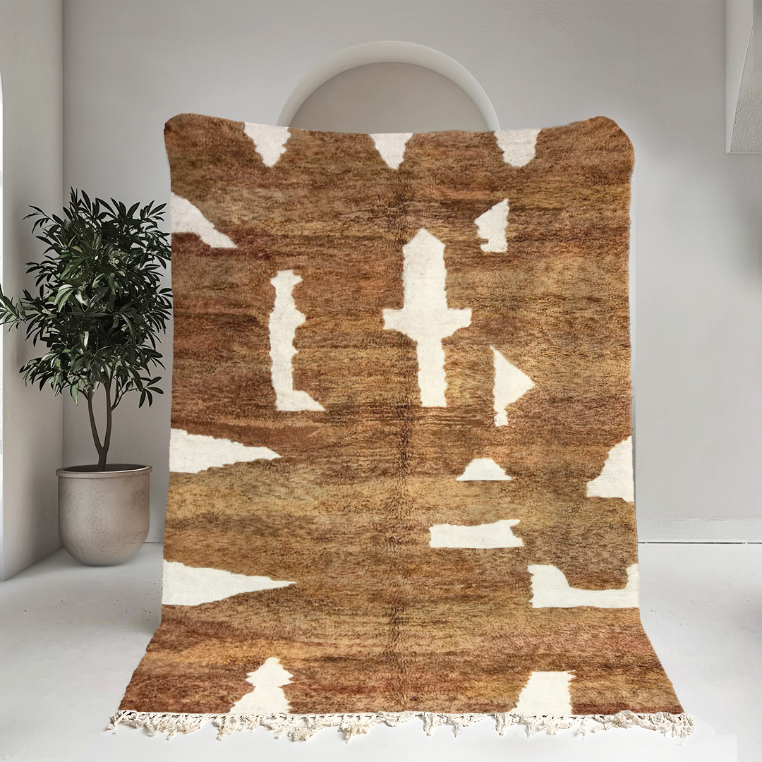 Moroccan custom rug from Beni Ourain, Wool, Brown