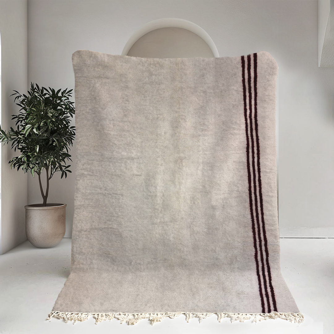 Moroccan custom rug from Beni Ourain, Wool, Off-white
