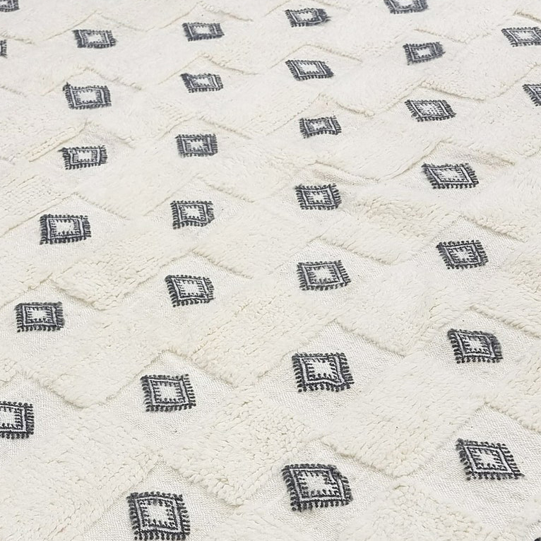 Moroccan custom rug from Beni Ourain, Wool, black and white