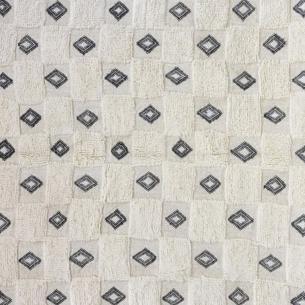 Moroccan custom rug from Beni Ourain, Wool, black and white