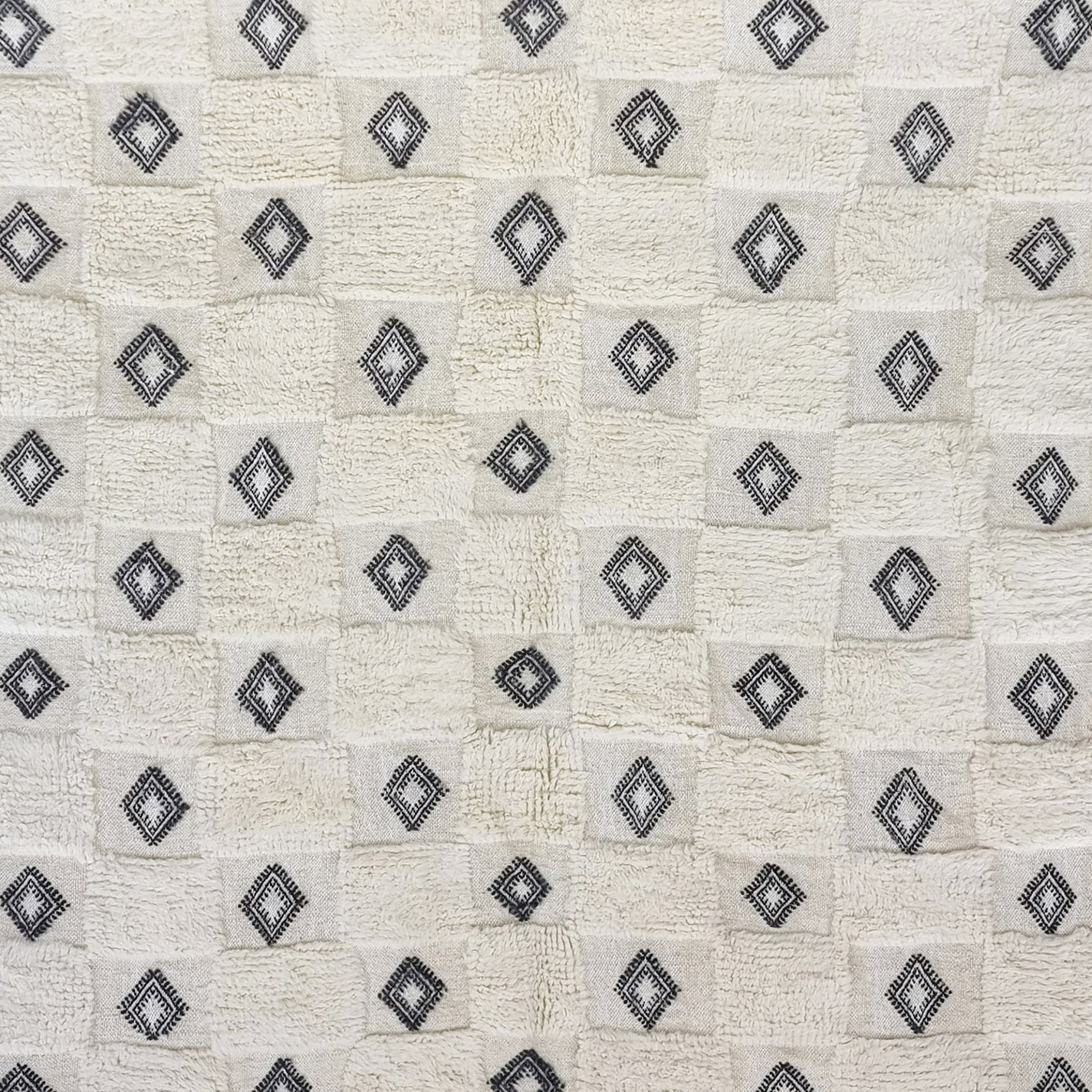 Moroccan custom rug from Beni Ourain, Wool, black and white