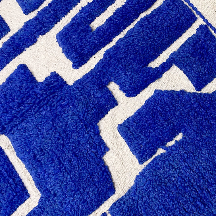 Moroccan custom rug from Beni Ourain, Wool and Wool, Blue