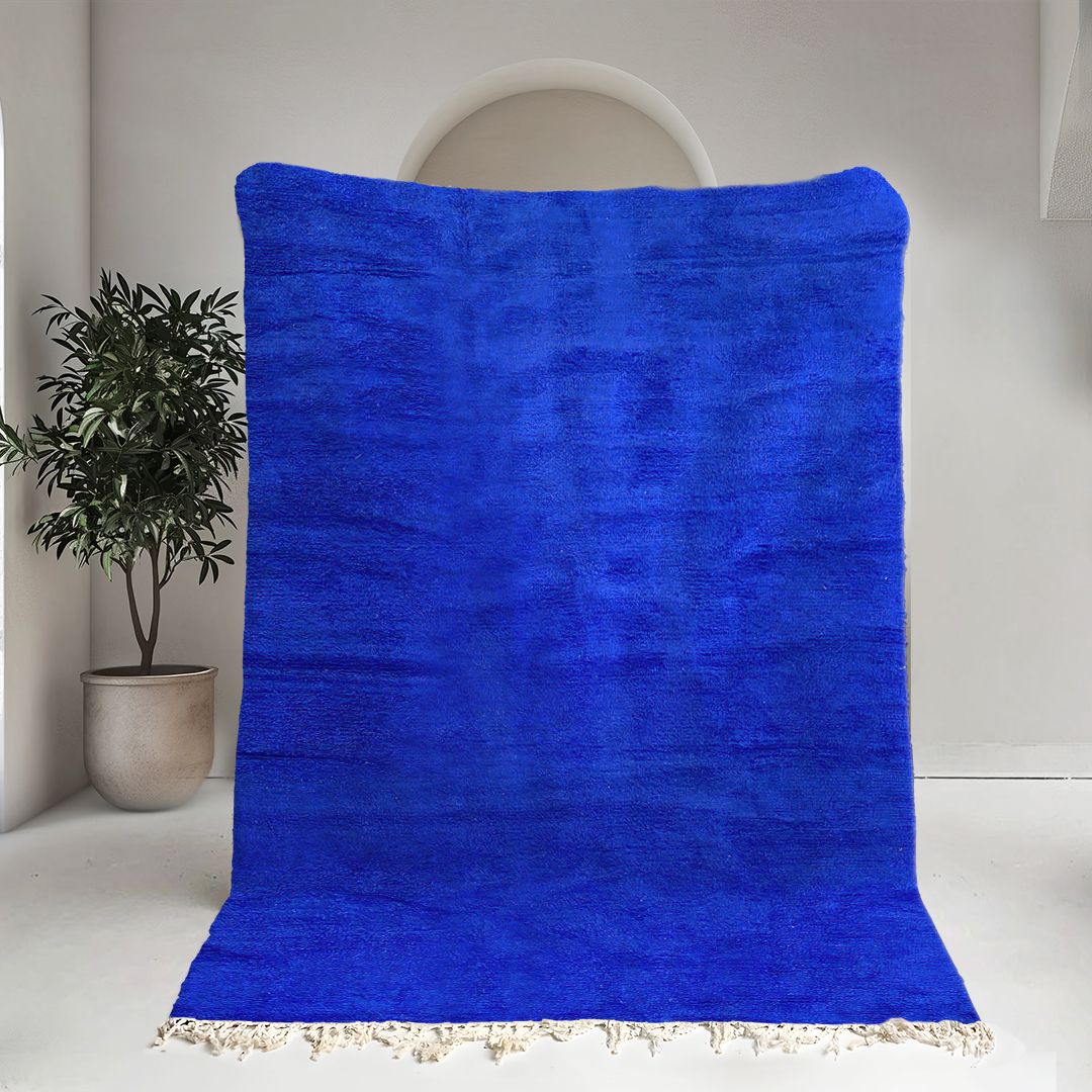 Moroccan custom rug from Beni Ourain, Wool, Blue