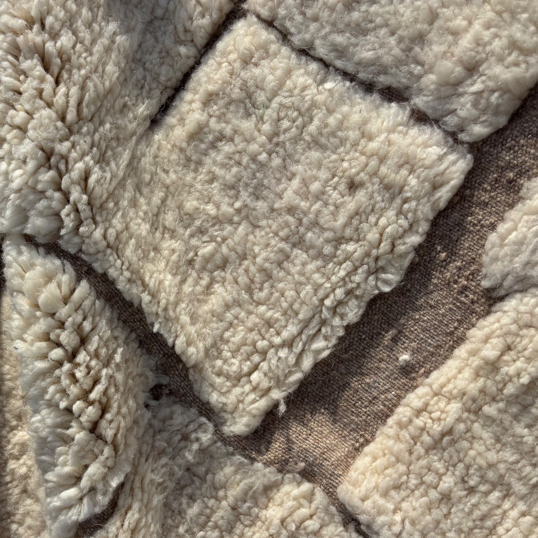 Moroccan custom rug from Beni Ourain, Wool, Off-white
